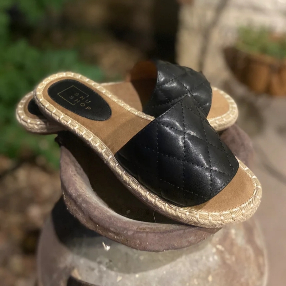 New Shu Shop Catherine" Quilted Espadrille Slides Size 8.5
